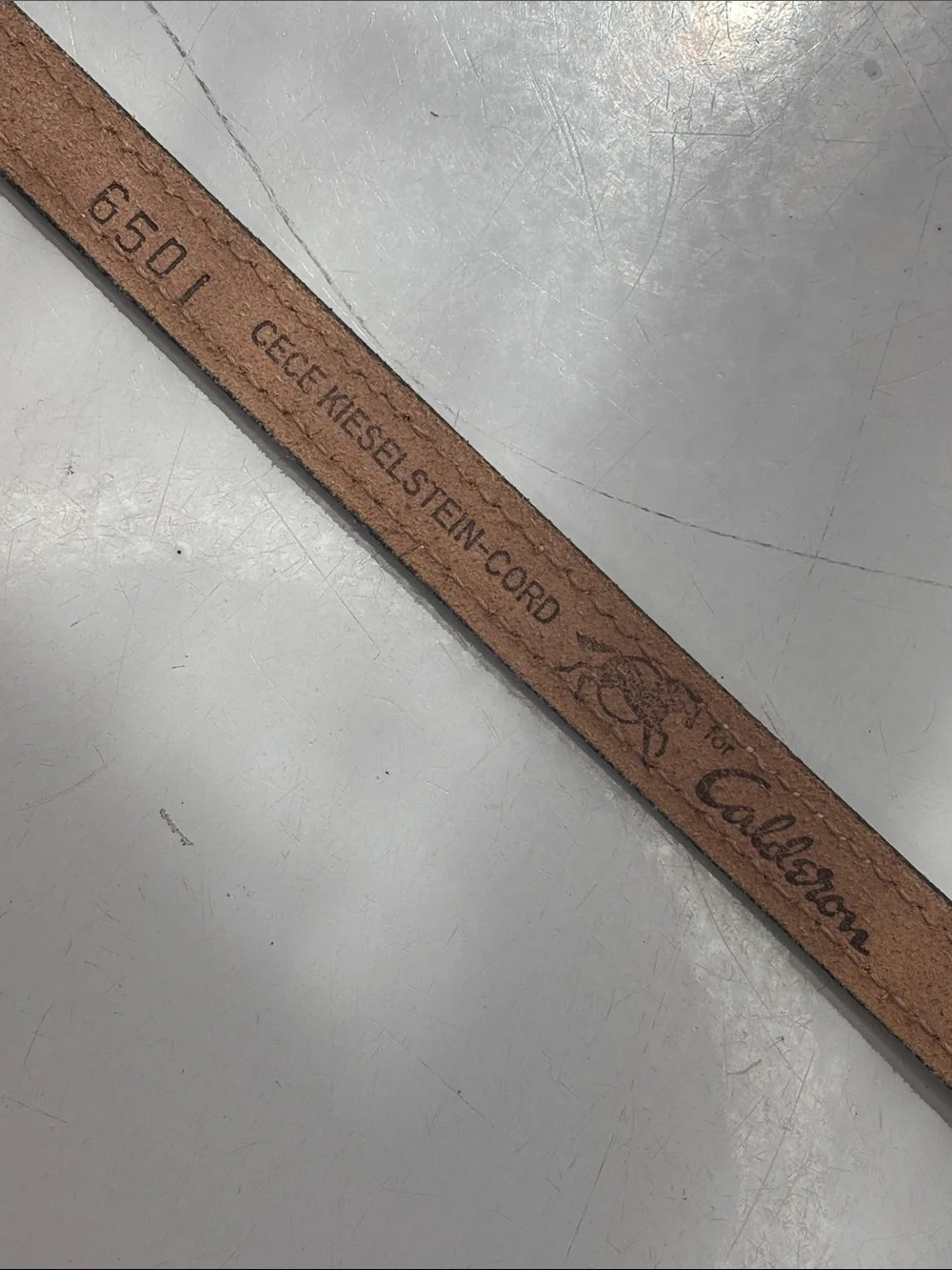 VTG 1983 Calderon Brown Leather Belt with Gold-Tone Sculpted Buckle